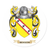 Benson Coat of Arms (Family Crest) Round Sticker