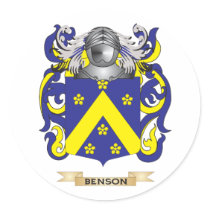 Benson-(Dublin) Coat of Arms (Family Crest) Round Sticker