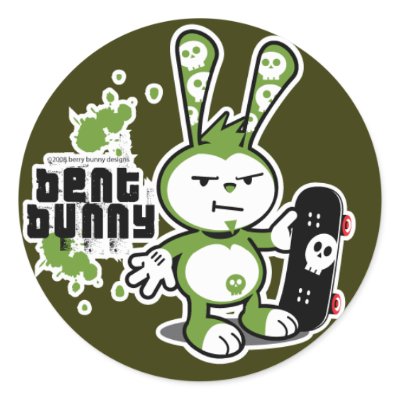 BENT BUNNY - Sk8 Round Stickers by BentBunny