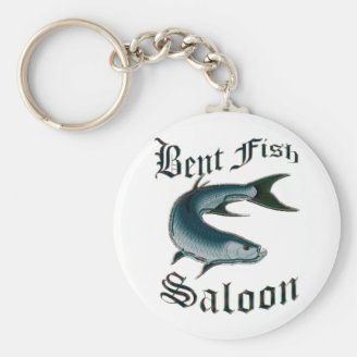 Bent Fish Saloon by FishTs.com Key Chain