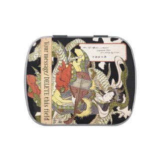 Benzaiten (Goddess of Beauty) Seated on a Dragon Candy Tins