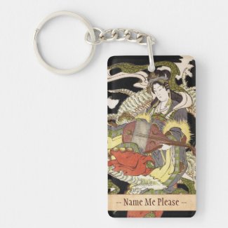 Benzaiten (Goddess of Beauty) Seated on a Dragon Rectangle Acrylic Keychains