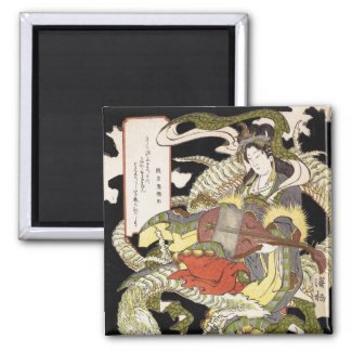 Benzaiten (Goddess of Beauty) Seated on a Dragon Refrigerator Magnets