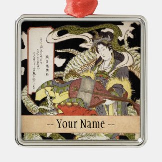 Benzaiten (Goddess of Beauty) Seated on a Dragon Christmas Tree Ornaments
