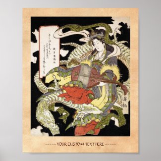 Benzaiten (Goddess of Beauty) Seated on a Dragon Print