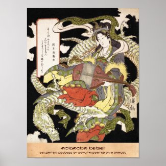 Benzaiten (Goddess of Beauty) Seated on a Dragon Posters