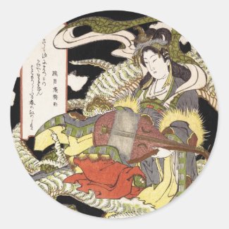 Benzaiten (Goddess of Beauty) Seated on a Dragon Sticker