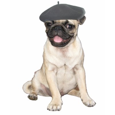 Beret Pug T-shirt by brooket79