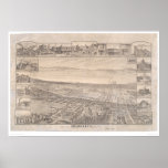 Berkeley, CA. Panoramic Map 1891 (0099A) -Restored Print