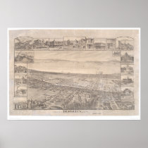 Berkeley, CA. Panoramic Map 1891 (0099A) -Restored Print