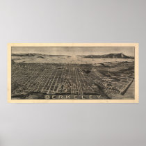 Berkeley California 1909 Antique Panoramic Map Print