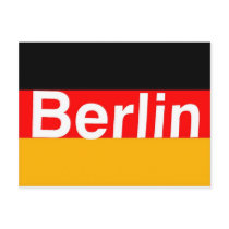Berlin Logo in White on German Flag Post Card
