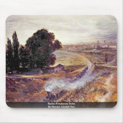 Berlin-Potsdamer Bahn By Menzel Adolph Von Mousepads by Artcollection