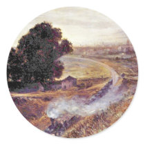 Berlin-Potsdamer Bahn By Menzel Adolph Von Round Stickers