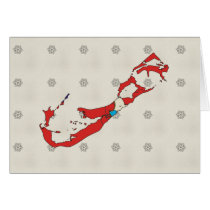 Bermuda Flag Map full size Greeting Cards