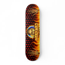 Bernard skull real fire and flames skateboard desi