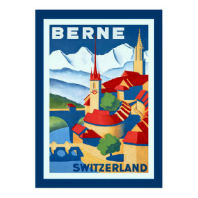 Berne ~ Switzerland ~Vintage Swiss Travel print