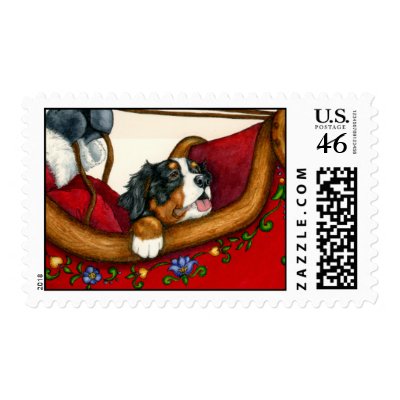 Berner with Santa Postage by MaryGarbe