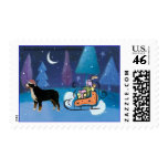 Bernese Mountain Dog and Sleigh Postage Stamps