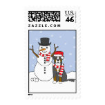 Bernese Mountain Dog and Snowman Stamps