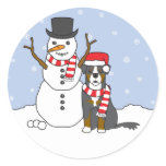 Bernese Mountain Dog and Snowman Sticker