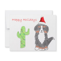 Bernese Mountain Dog Cactus Christmas Personalized Invites