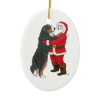 Bernese Mountain Dog Christmas Greeting Double-Sided Oval Ceramic Christmas Ornament