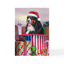 Bernese Mountain Dog Christmas Surprise cards