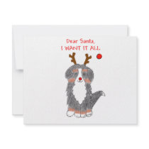 Bernese Mountain Dog Dear Santa Announcements