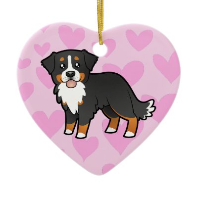 Bernese Mountain Dog Love Christmas Ornaments by CartoonizeMyPet
