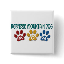 BERNESE MOUNTAIN DOG MOM Paw Print buttons