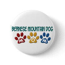 BERNESE MOUNTAIN DOG MOM Paw Print Pinback Buttons