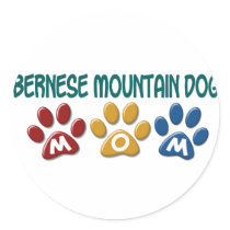 BERNESE MOUNTAIN DOG MOM Paw Print Round Stickers