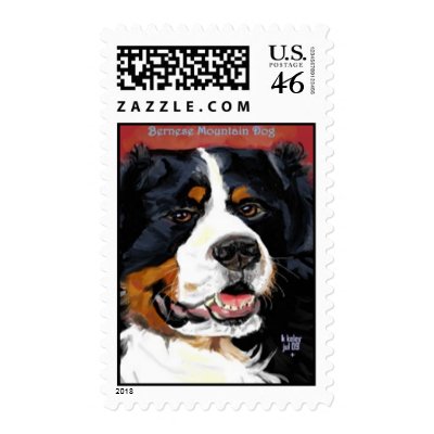 Bernese Mountain dog postage by KKeleyArt