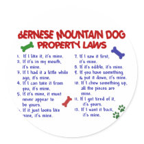 BERNESE MOUNTAIN DOG Property Laws 2 Round Sticker