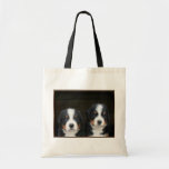 Bernese mountain dog puppies tote bag