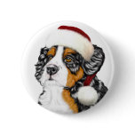Bernese Mountain Dog Santa Pup Pinback Buttons