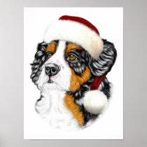 Bernese Mountain Dog Santa Pup Print