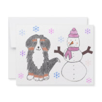 Bernese Mountain Dog & Snowman Invite