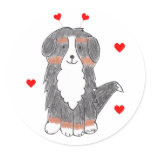 Bernese Mountain Dog Valentine Ears Round Sticker