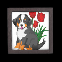 Bernese Mountain dog with tulips premium gift boxes