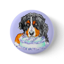 Bernese Mt Dog Cake Face Birthday Pins