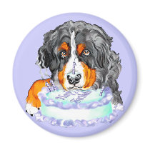 Bernese Mt Dog Cake Face Birthday Refrigerator Magnet
