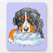 Bernese Mt Dog Cake Face Birthday Mouse Pads