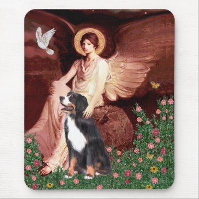 Bernese - Seated Angel Mouse Mat by masterpiecedogs