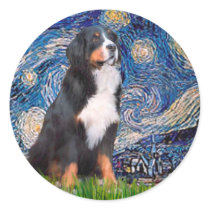 Bernese - Starry Night Round Stickers