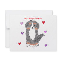 Bernese untain Dog Furry Valentine Personalized Announcements