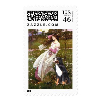 Bernese - WIndflowers Postage Stamp by masterpiecedogs