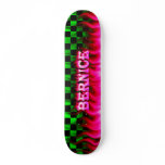 Bernice skateboard pink fire and flames design.