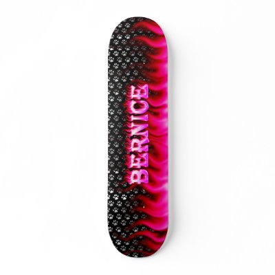 Bernice skateboard pink fire and flames design. by skatersollie